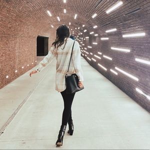 Wilfred Gana Shirt Jacket - white and tan plaid